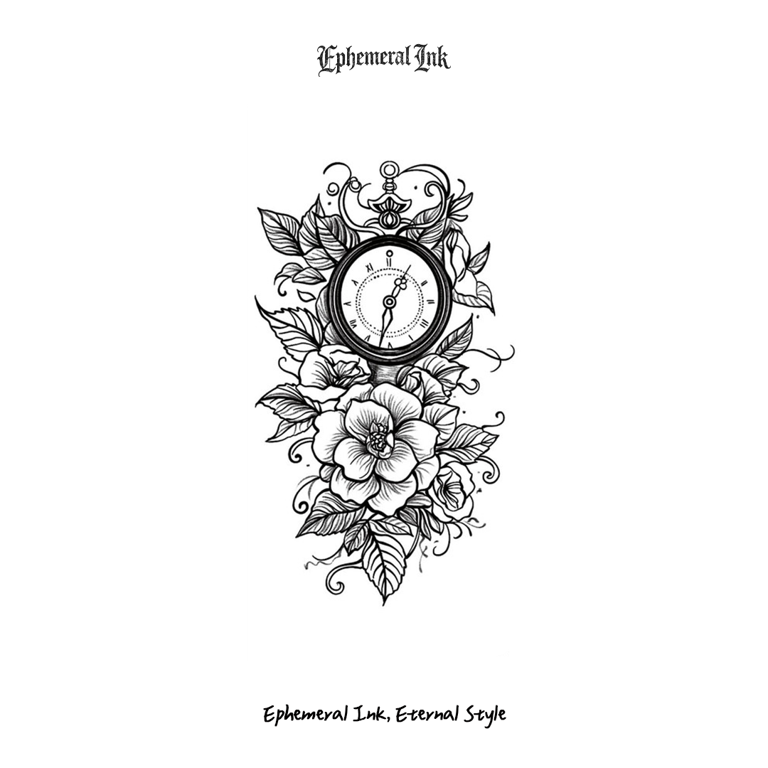 Tatouages temporaires floraux épurés, motifs végétaux pour le quotidien (2 feuilles par paquet)
