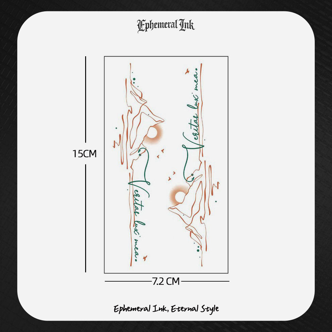 「Vestas lux mea.」Latin Quote Color Temporary Tattoos (2pcs/set)