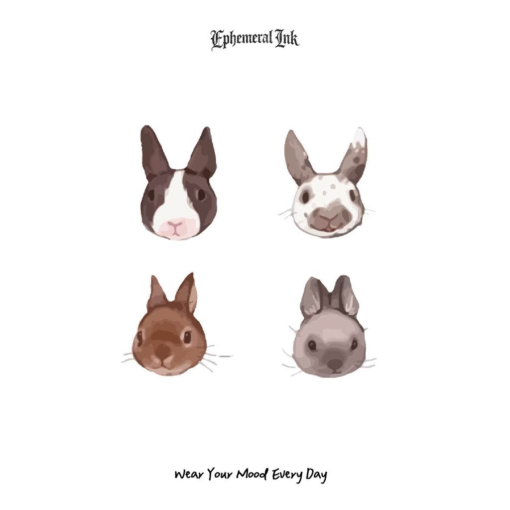 Cute Realistic Bunny Head Temporary Tattoos (2pcs/set)