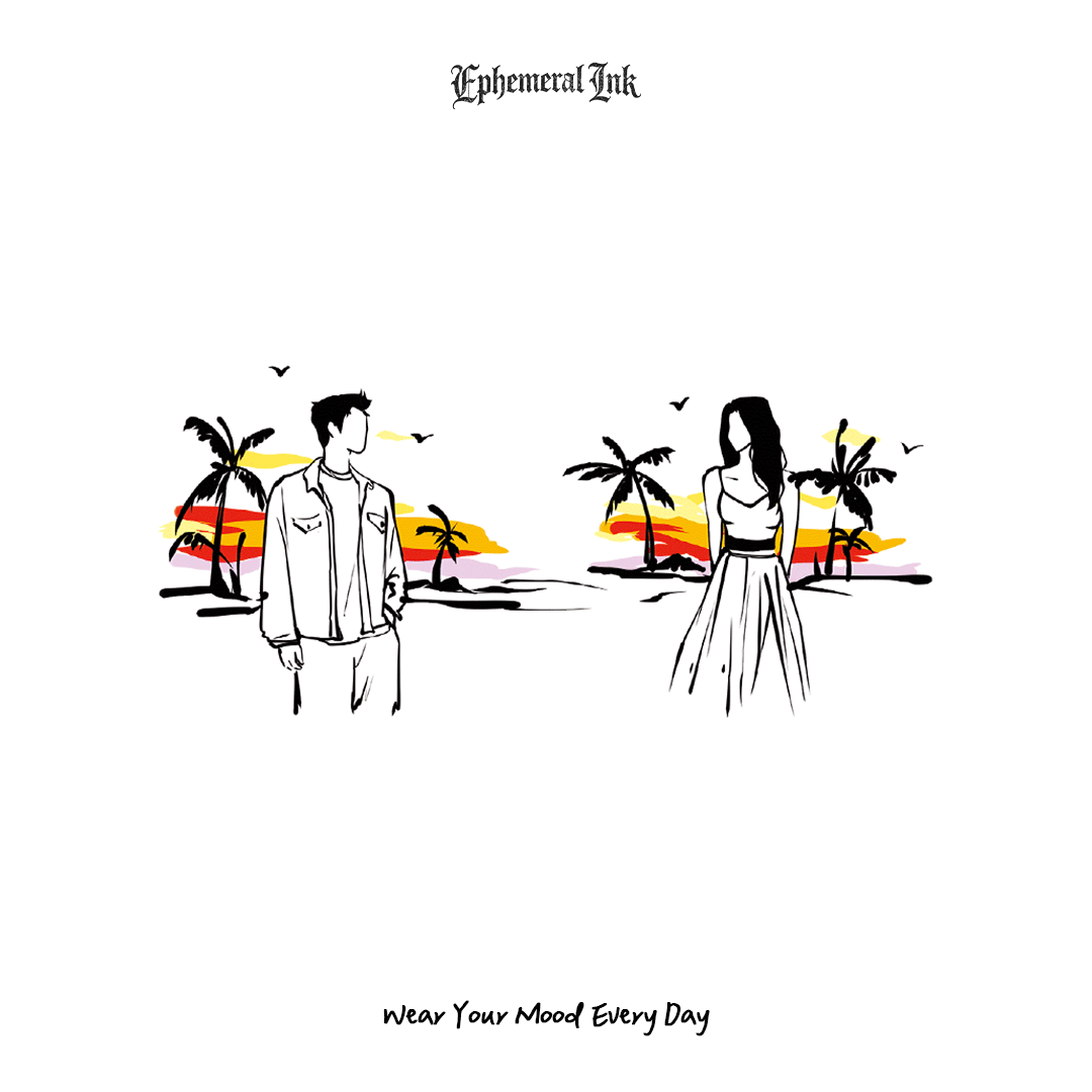 Romantic Beach Couple Temporary Tattoos (2pcs/set)