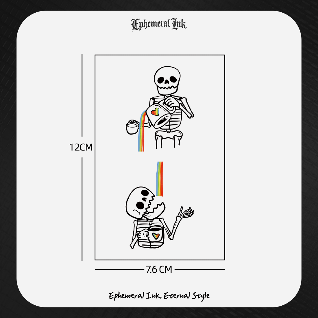 Rainbow Skull Couple Temporary Tattoos (2pcs/set)