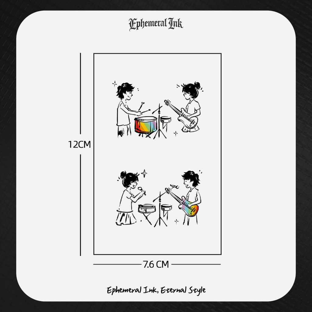 Duo Band Couple Temporary Tattoos (2pcs/set)