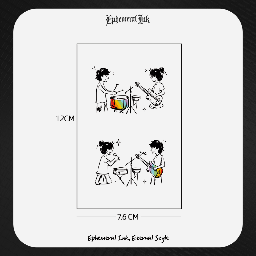 Duo Band Couple Temporary Tattoos (2pcs/set)