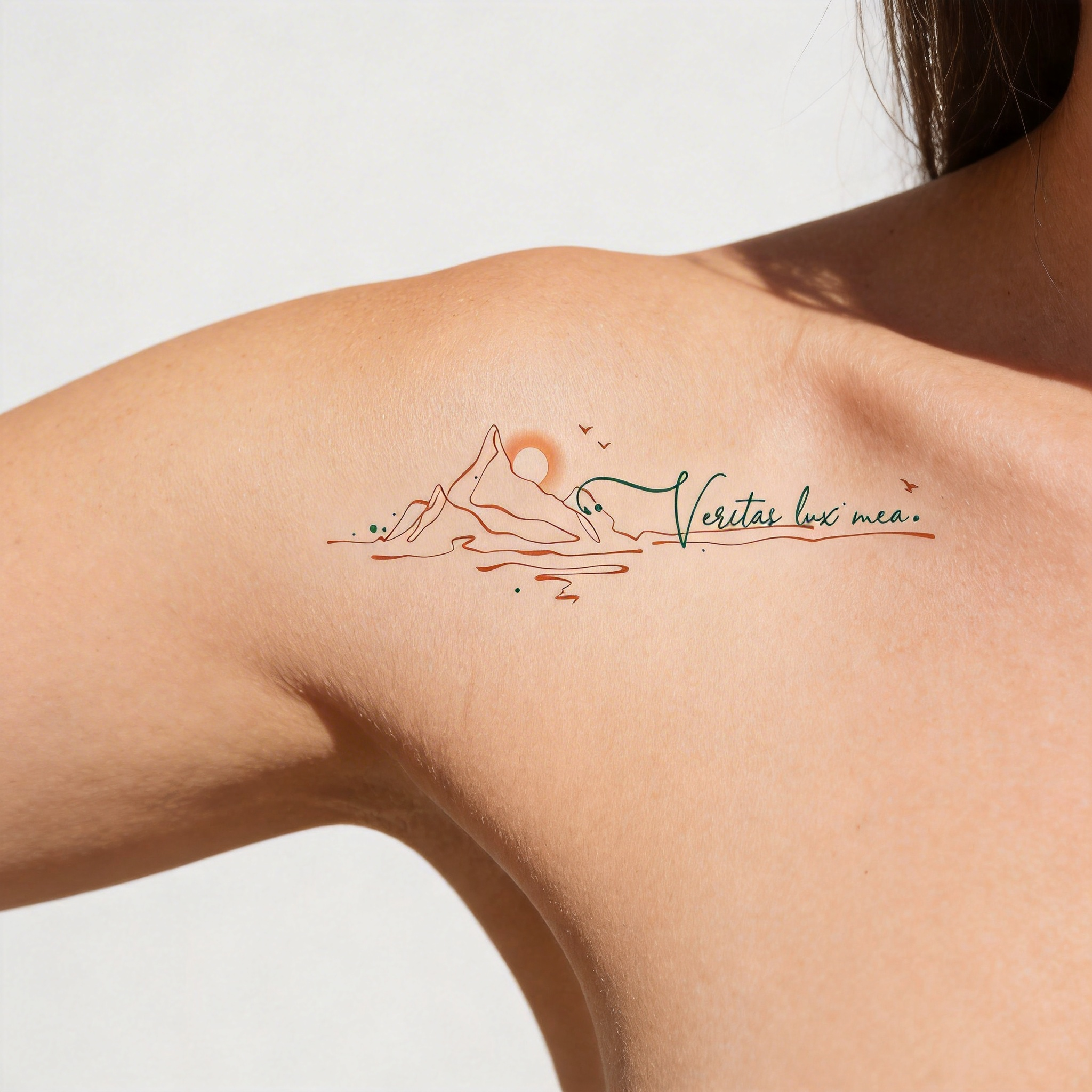 「Vestas lux mea.」Latin Quote Color Temporary Tattoos (2pcs/set)