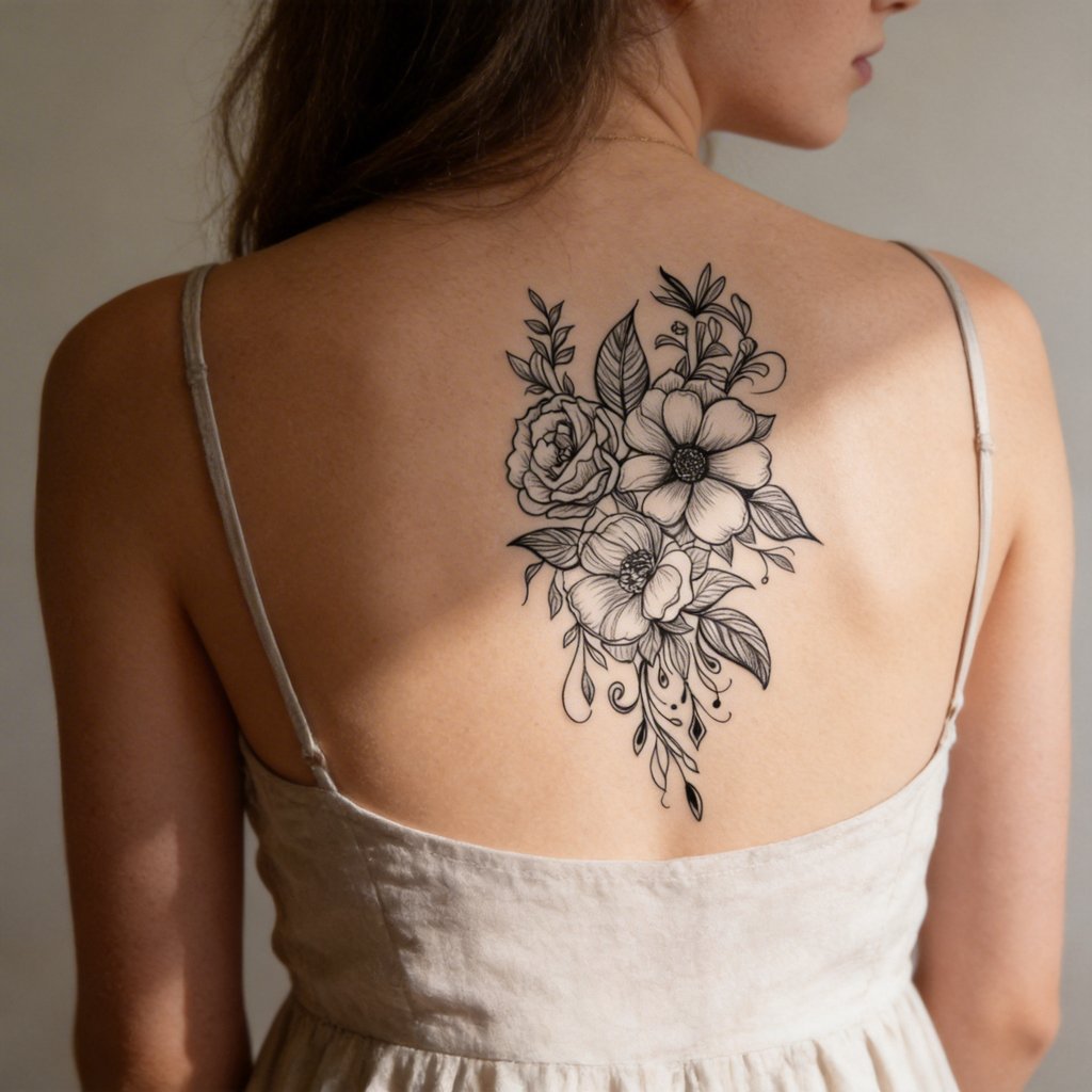 Tatouages temporaires floraux épurés, motifs végétaux pour le quotidien (2 feuilles par paquet)