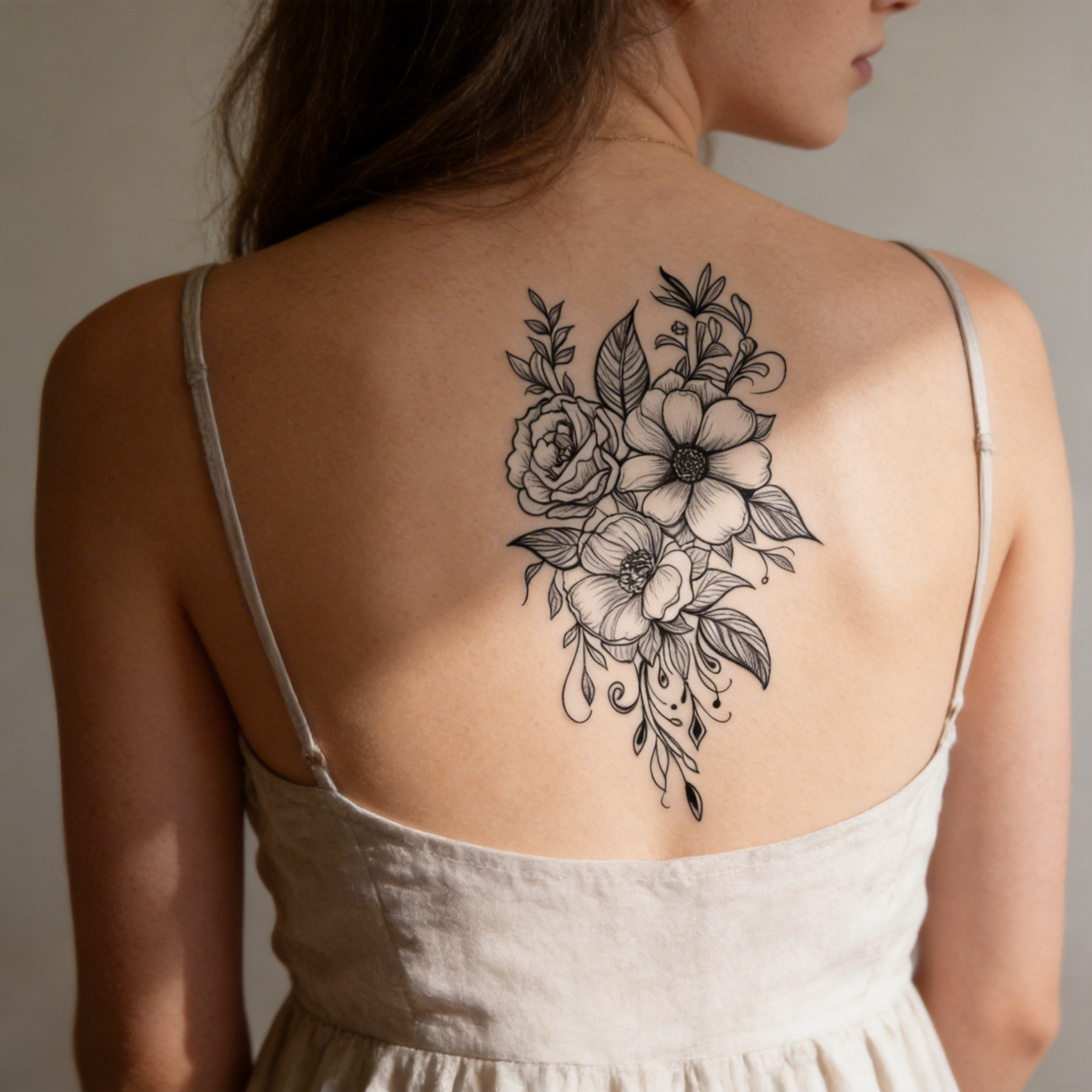 Tatouages temporaires floraux épurés, motifs végétaux pour le quotidien (2 feuilles par paquet)