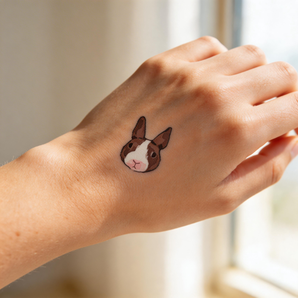 Cute Realistic Bunny Head Temporary Tattoos (2pcs/set)