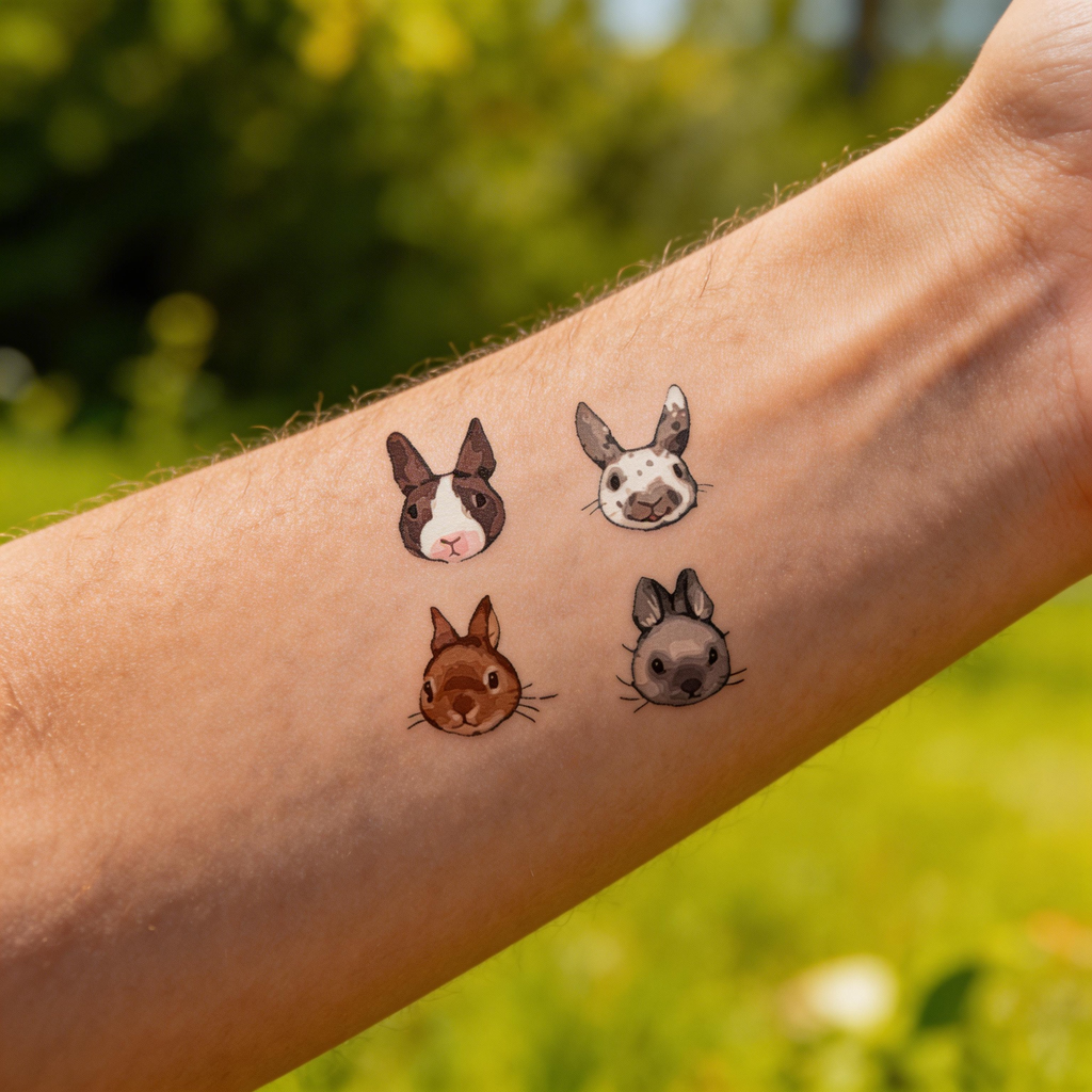 Cute Realistic Bunny Head Temporary Tattoos (2pcs/set)