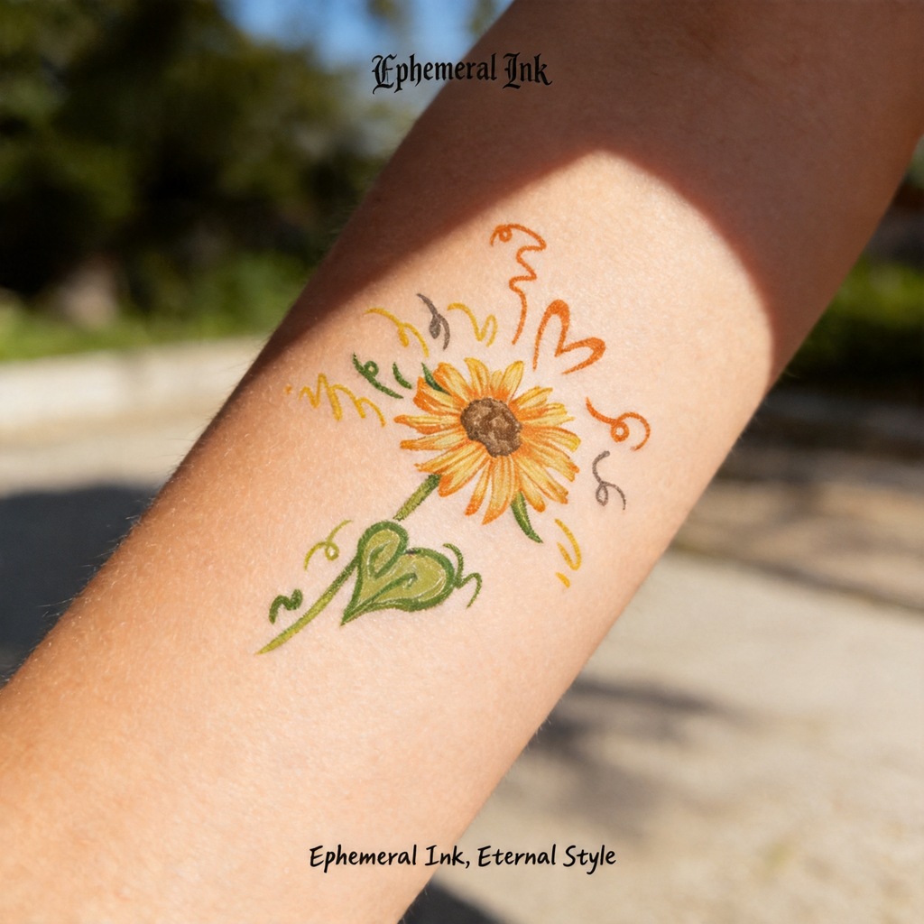 Watercolor Sunflower Temporary Tattoos (2pcs/set)