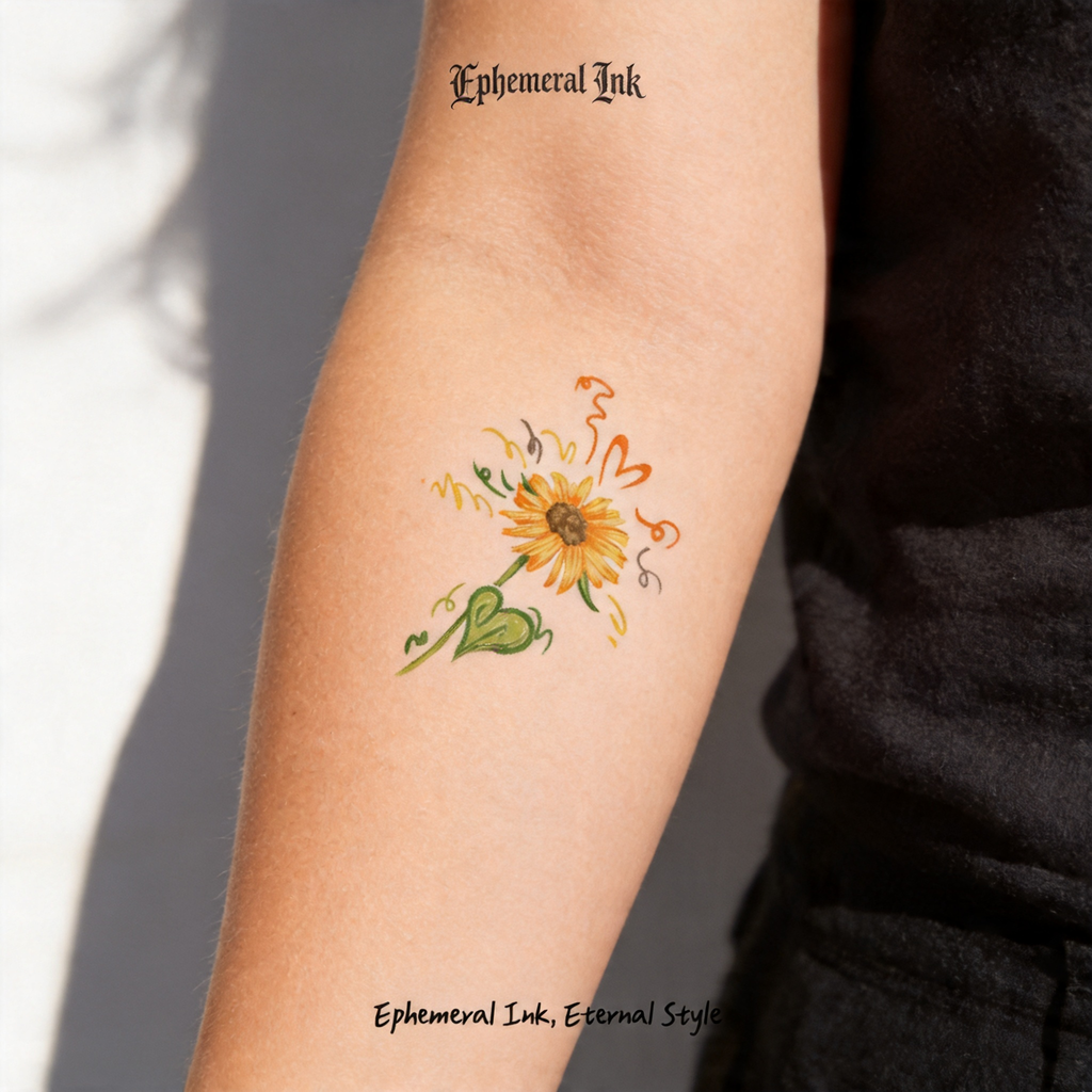 Watercolor Sunflower Temporary Tattoos (2pcs/set)