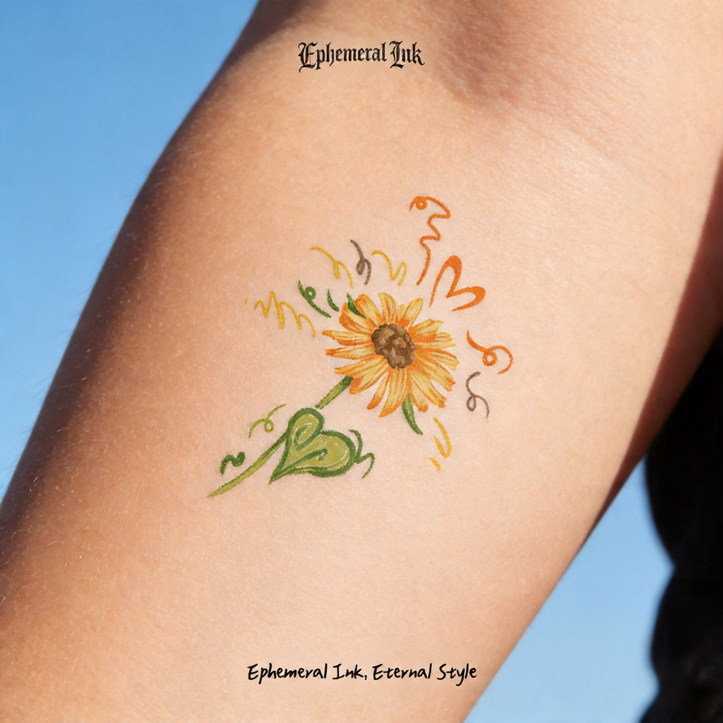 Watercolor Sunflower Temporary Tattoos (2pcs/set)
