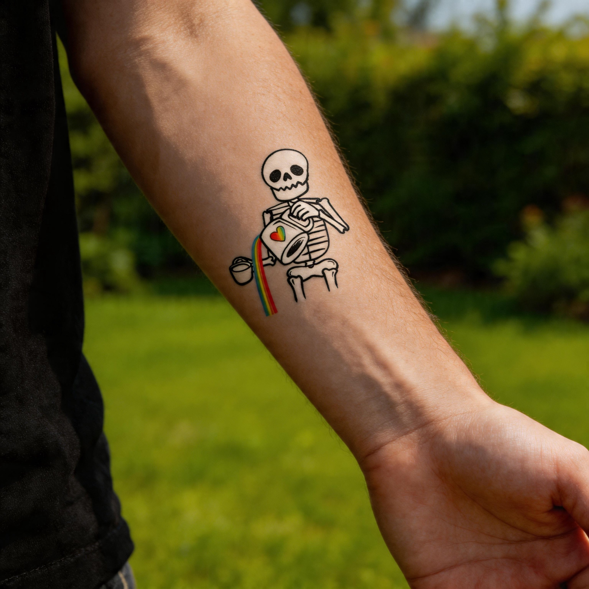 Rainbow Skull Couple Temporary Tattoos (2pcs/set)