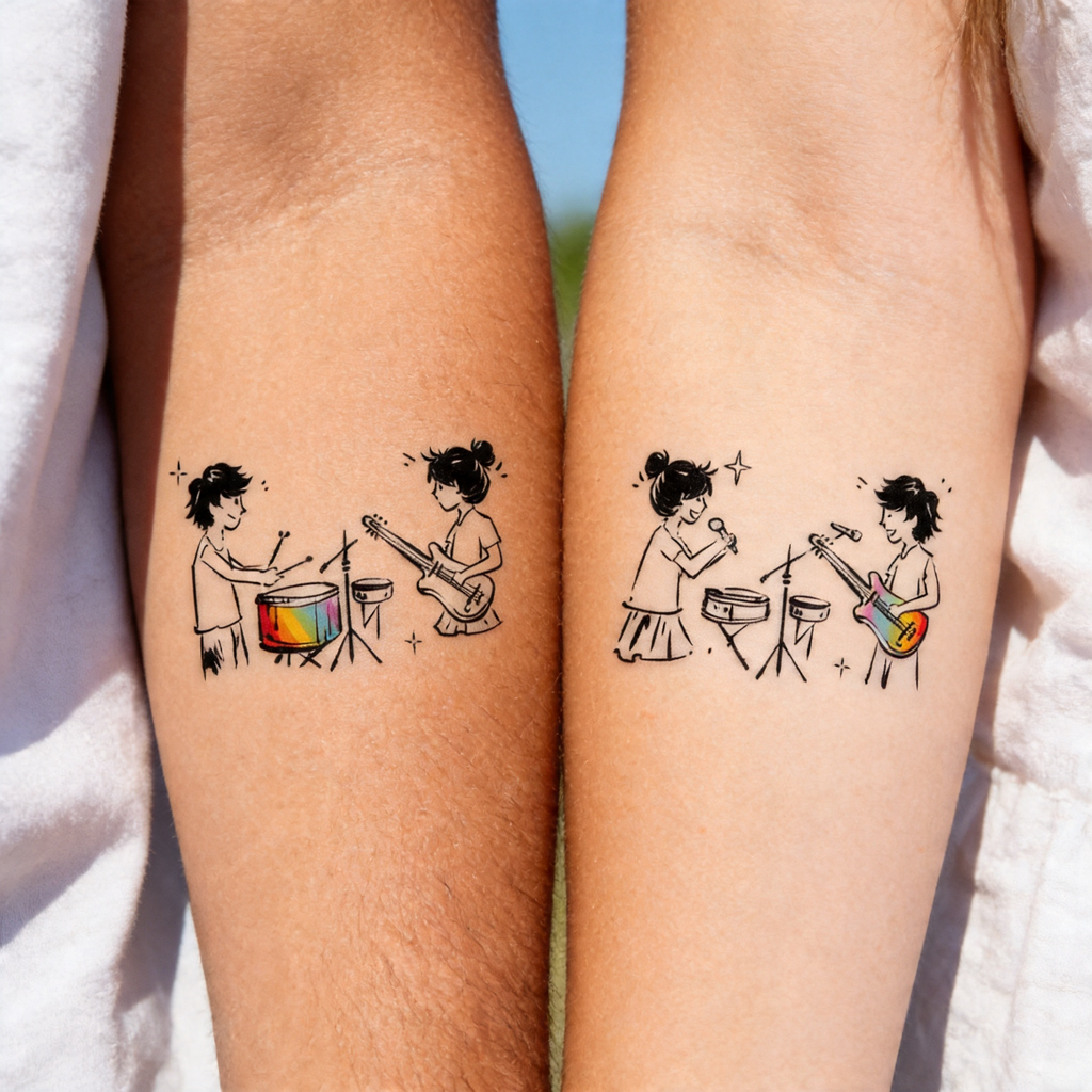 Duo Band Couple Temporary Tattoos (2pcs/set)