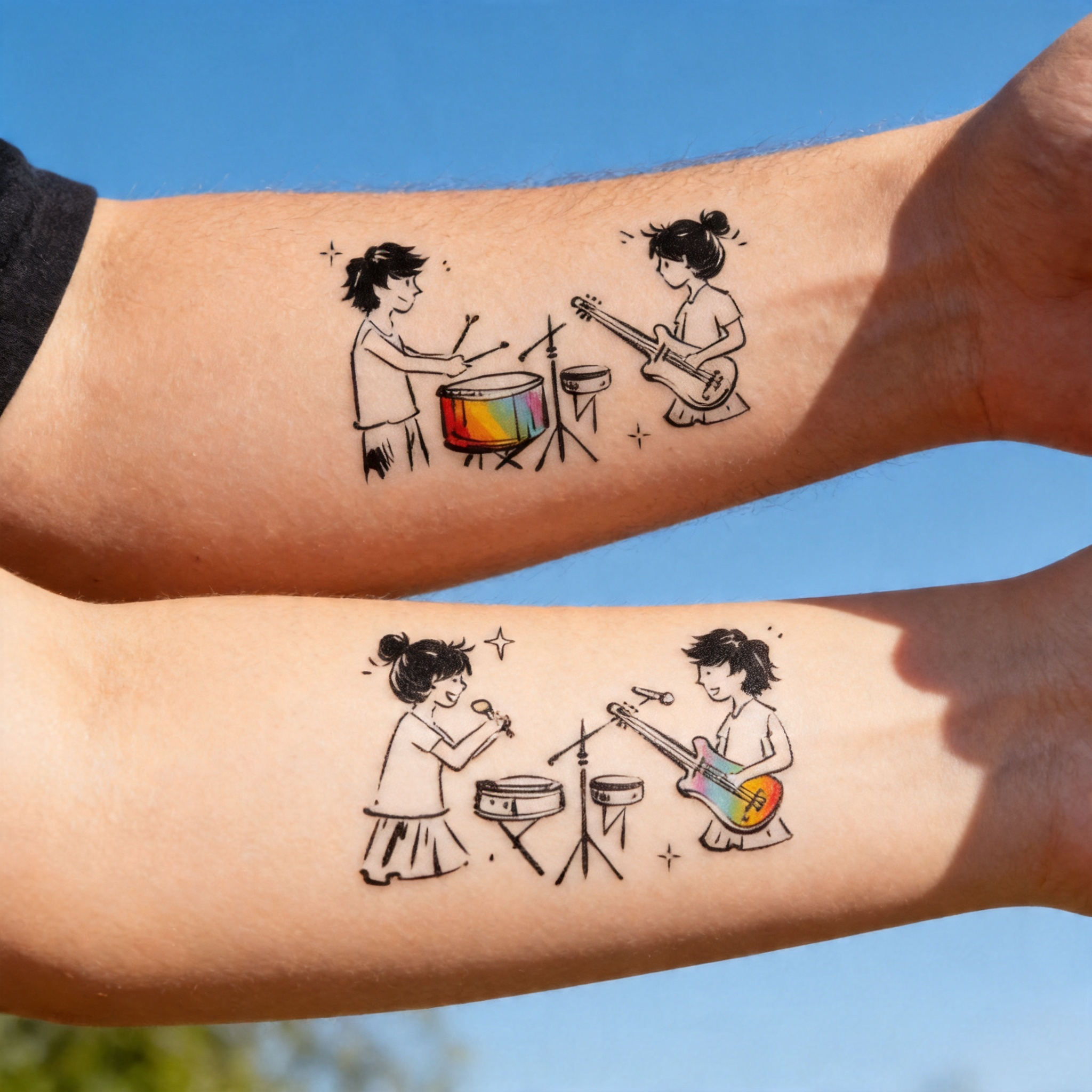 Duo Band Couple Temporary Tattoos (2pcs/set)